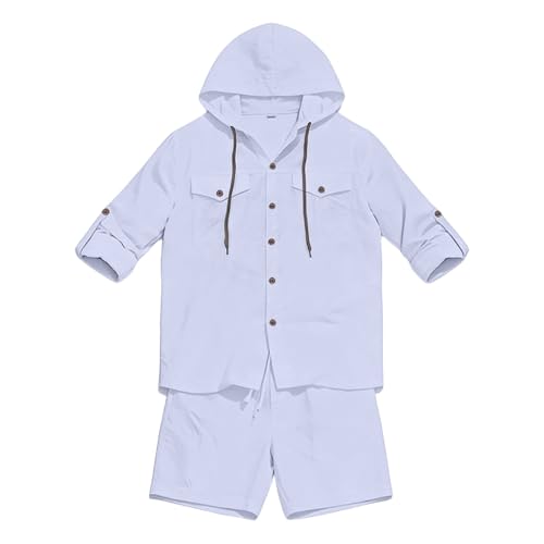 Combinaison en lin pour homme avec chemise courte et short de plage