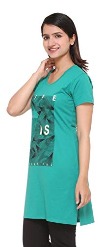 Image of In Love Women's Printed Cotton Plus Size Longline T-Shirt Half Sleeve with Pockets Pack of 2