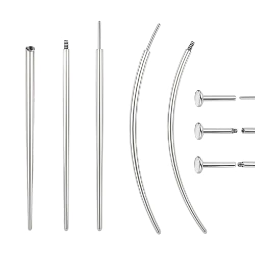 jagosen 14G 16G 18G 20G Piercing Taper Piercing Ball Grabber Tool Stainless Steel Flat Back Earring Applicator Tool Threadless Insertion Pin Curved Body Piercing Kit for Ear/Nose/Navel/Lip/Eyebrow