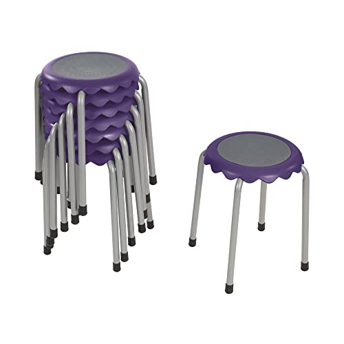 Image of ECR4Kids Daisy Stackable Stool Set, Flexible Seating, Purple, 8-Piece