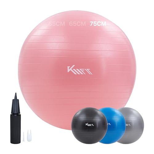 KM-Fit Gymnastikball 75cm | Trainingsball mit Luft-Pumpe | Sitzball Büro...