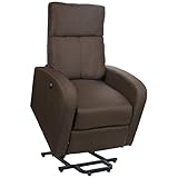 Totò Piccinni Poltrona Relax Reclinabile con Poggiapiedi Imbottita Confortevole (Alzapersona con Massaggio, Tessuto Marrone Chiaro)