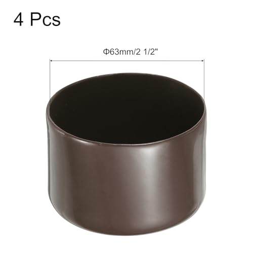 Image of uxcell 4pcs Rubber End Caps 63mm(2 1 /2 Inch) ID x 80mm(3 1 /8 Inch) H Vinyl Round End Cap Cover Screw Thread Protectors Brown