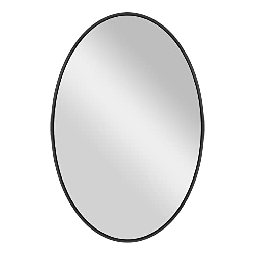 Image of MCS Master & Co. Modern Metal Large Wall Mirror, Minimalist Home Decor Oval Mirror for Living Room, Bedroom, or Bathroom, 24 by 36 Inch, Black