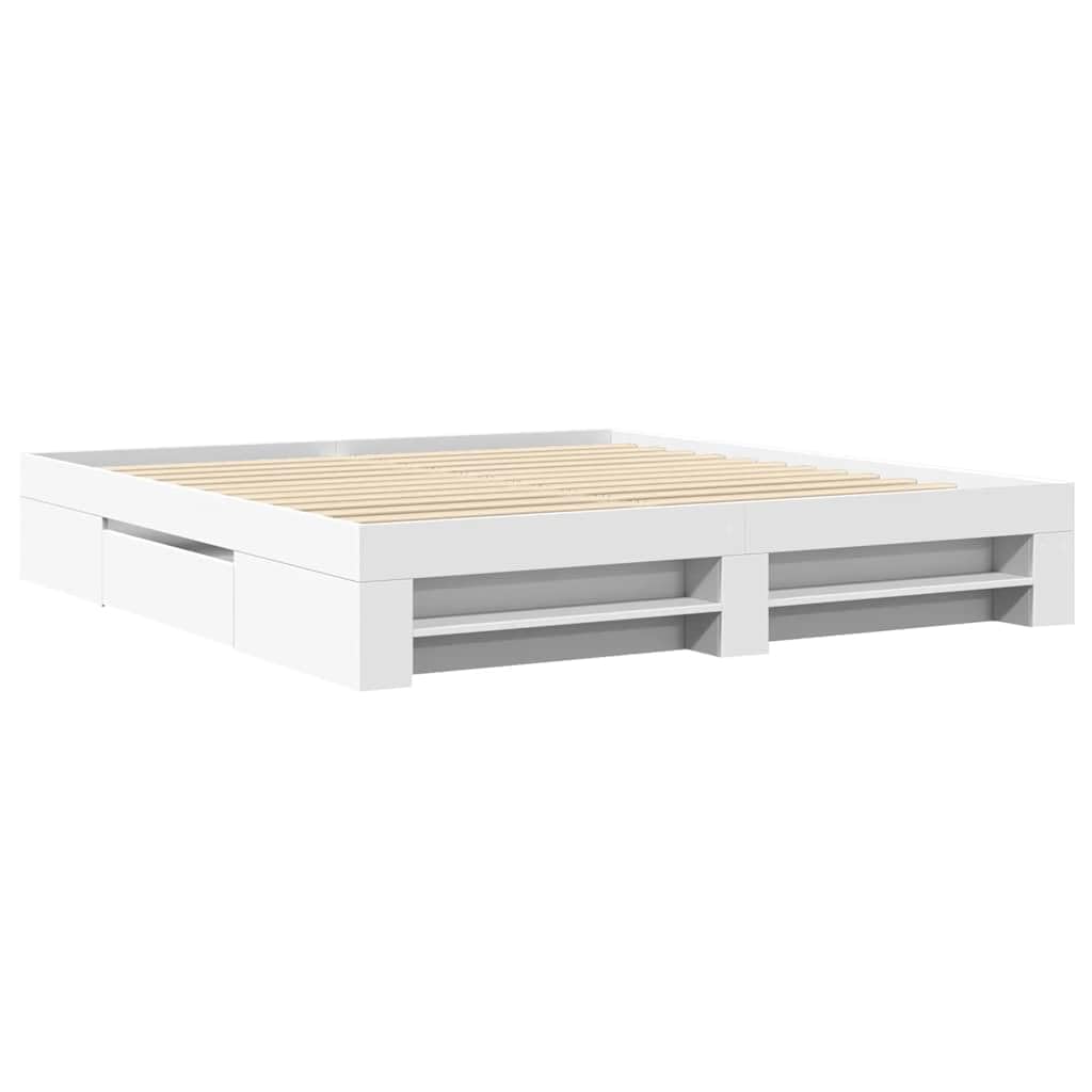 Legno Multistrato con Base a Doghe Contenitore Bianco 200x200 cm