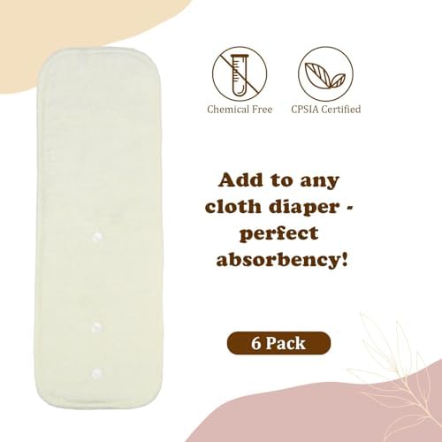 Mama Koala 4-Layer Natural and Microfiber Cloth Diaper Inserts, Adjustable and Reusable for Any Baby Cloth Diaper(6 Pack) - 1