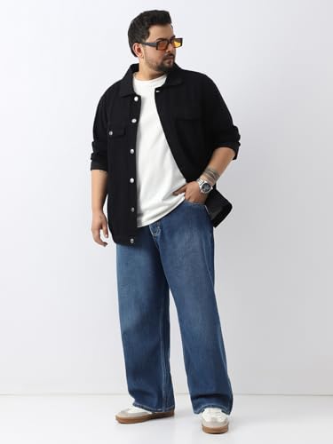 Image of Urbano Plus Men's Loose Baggy Fit Washed Jeans Non-Stretchable