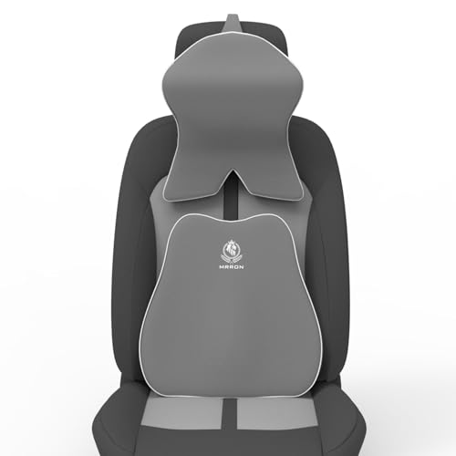 Image of MRRON Large Back Support Neck Rest for Chair & Car Seat, Orthopaedic Lumbar Support Memory Foam Backrest Cushion Designed for Back Pain Relief Pillow for Comfortable Sitting (Grey, Slim Backrest)
