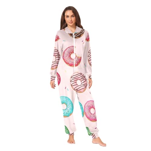 Pijama de Navidad para adultos con capucha y bolsillo mono entero rosa