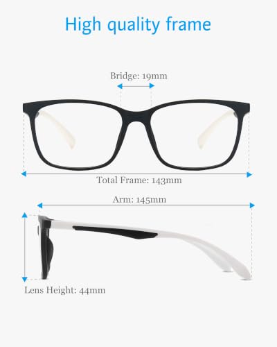Image of ANRRI Blue Light Blocking Glasses Anti Eyestrain Lens Lightweight Frame Eyeglasses Black White Frame Men /Women