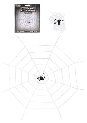 HENBRANDT Halloween Giant Spider Web Decoration 152x152cm Realistic Creepy Spooky Party Prop Indoor Outdoor Haunted House Decor with Included Detailed Spider