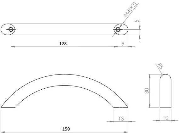 cyclingcolors Furniture Handles 128 mm Steel Glossy White with Screws Metal Kitchen Handles Door H
