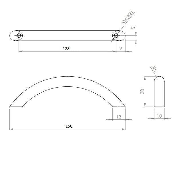 cyclingcolors Furniture Handles 128 mm Steel Glossy White with Screws Metal Kitchen Handles Door H - Image 2