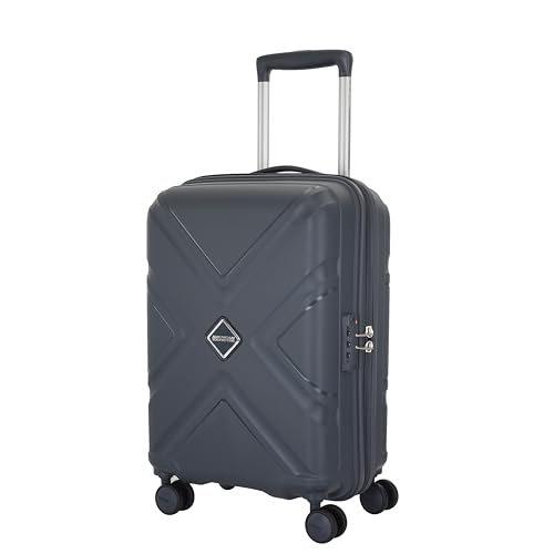 Image of American Tourister Krossplus 55 CM Small with TSA Lock & 8 Wheels Hard PC Spinner Cabin Luggage /Lightweight Suitcase for Travel /Trolley Bag for Travel /Travel Bag with Double Spinner Wheels- Black
