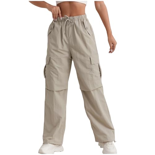 Baggy Cargo Pants Women Drawstring High Waisted Waterproof Hiking Pants Summer Wide Leg Tactical Pants with Pockets3