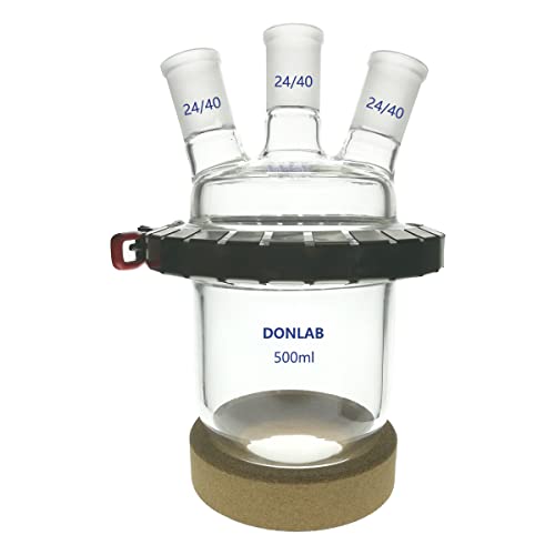 Donlab Rea-0073 2000Ml/2L,24/40 Cylindrical Round Bottom Reaction Kettle Flask, Three-Neck Ground Glass Joints #TOP6