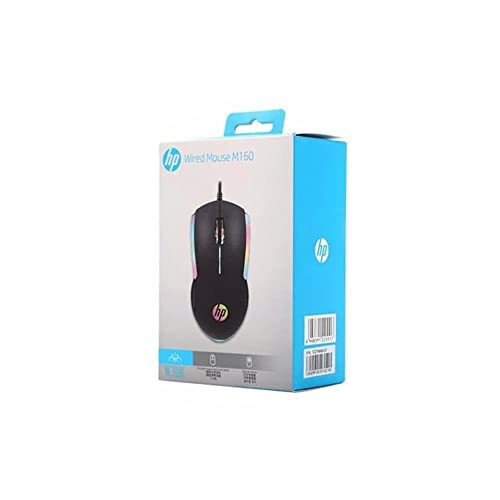 HP - Mouse Gamer USB M160 Preto - Sensor Óptico Ambidestro Resoluções até 1000 DPI e Iluminação Mult