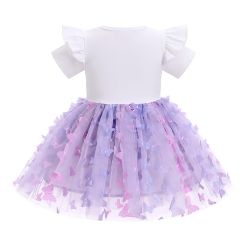 AWIBMK Baby Girls 1st Birthday Dress Ruffle Short Sleeve Tutu Dresses with Sequin Headband Photoshoot Cake Smash Outfits2