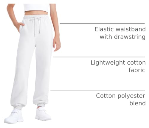 Image of BOOPH Girls Sweatpants Kids Cotton Drawstring Joggers Teen Athletic Pants | Girls Uniformt Pant with Pockets for 7-14Y
