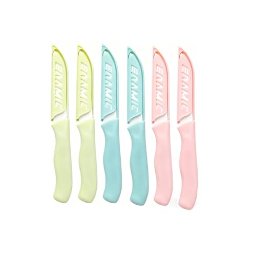 Pevlkawr 6 Piezas Cuchillos Cocina CeráMica, Cuchillo Pelador, Cuchillo Ceramica Con Hoja De 10cm, Con Funda Protectora, Para Cortar Frutas, Verduras, Pan