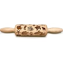 Engraved Rolling pin with Cartoon Ocean Pattern