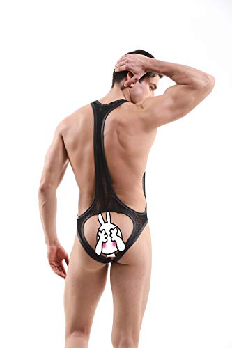 4UFiT Men\'s Wrestling Leotard, Men\'s Wrestling Singlet Bodysuit, Silky Smooth Black - Thumbnail 3