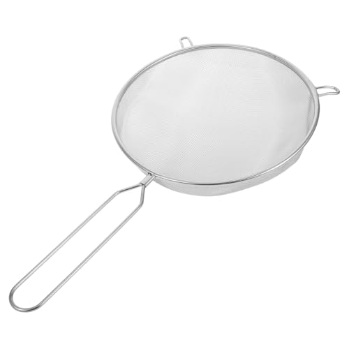 Lurrose Stainless Steel Mesh Strainer Scoop Long Handle Slotted Ladle Fine Food Strainer for Oil Draining Hot Water Separation French Fries Vegetables Meat Wonton Kitchen Serving