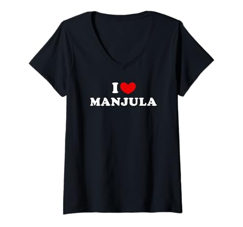 Photo de Femme I Love Manjula, J'Aime Manjula T-Shirt avec Col en V