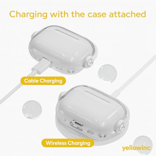 Image of Hybrid Clear Case Cover for Apple Airpods Pro 3 (2025), Anti-Yellowing, Safety Lock, Phone Stand (Transparent Black with Lock)