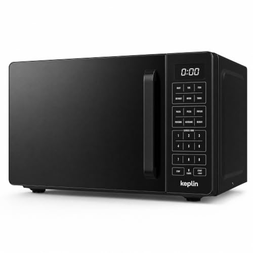 Keplin Black Microwave Oven 800W 20L Compact Small Countertop Digital Microwave with 5 Power Levels 8 Auto Cook Menus Touch Control LED Display Auto Defrost & 99 Minute Timer 2 Year Warranty