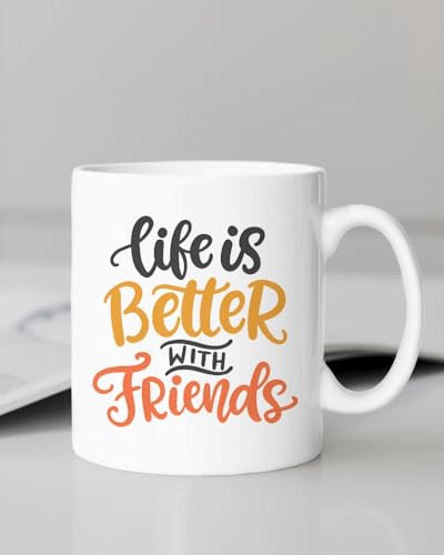 Image of Funny Bestie with Friendship Quotes Printed 325 ml Ceramic Coffee Mug /Tea Cup Gift for Girls, Best Friends, Sister Mom, Wife, Girlfriend 325 ml (Front Back-14)