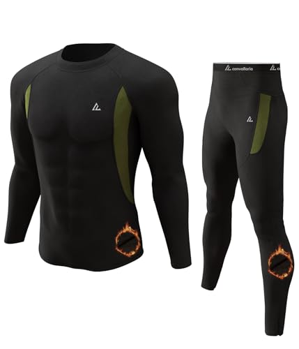 CL convallaria Thermounterwäsche Herren Funktionsunterwäsche Skiunterwäsche Atmungsaktiv Innenfleece Thermo Unterwäsche Set