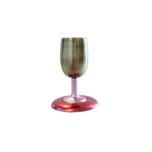 Yair Emanuel Anodize Aluminum Kiddush Cup and Plate in Red and Gold by World Of Judaica