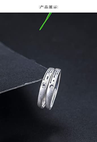 Bague femme ajustable en argent S925 cadeau d'anniversaire soleil lune - 6