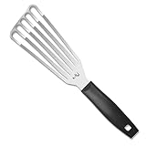 Miu Fish Spatula Stainless Steel, Slotted Flexible Metal, Lightweight Barbecue Turner, 6.5 Inch Blade, Plastic Handle With Hole, Grilling Utensils