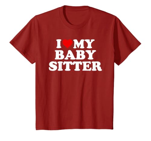 I Love My Babysitter - Red Heart T-Shirt, Youth, Cranberry Red, 3T