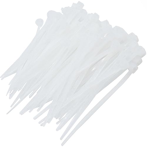 100Pcs Cable Zip Ties 60 x 2.5mm / 2.4 x 0.1 Inch Self-Locking Nylon Tie 18LBS Tensile Strength Wraps Cord Management Plastic Thin Mini Wire Ties for Office Garden Workshop White/Clear 6 x 0.25cm