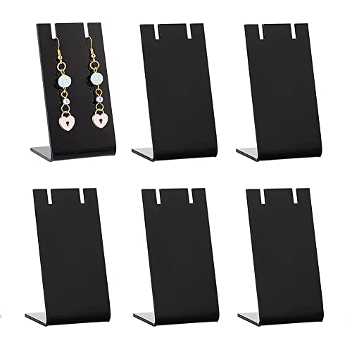 esowemsn 6pcs Black Acrylic Earring Holder L-Shape Jewelry Display Holder Necklace Stand for Necklace Jewelry Dangling Slant Back Display