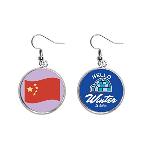 Pendientes de gota de invierno con diseño de pabellón de cinco estrellas