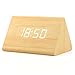 GEARONIC TM Modern Triangle Wood Clock Digital LED Wooden Alarm Clocks Digital Desk Thermometer Classical Timer Calendar Updated 2018 Brighter LED - Bamboo