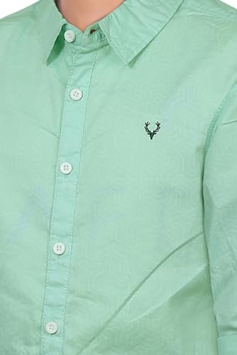Image of Allen Solly Boys' Solid Casual Shirt | Roll-Up Sleeves | Regular Fit | Soft Cotton Feel | School