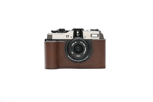 Demi-étui Pentax 17 fait main housse protection cuir véritable café