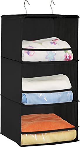 Simple Houseware 3 Shelves Hanging Closet Organizer With Front Stopper, Black #TOP1