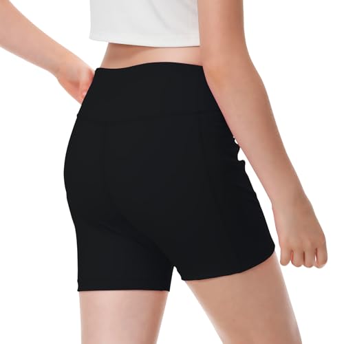 ANIVIVO Girls' 4" Volleyball Biker Dance Shorts Youth Spandex Yoga Shorts Kids Athletic Running Compression Shorts2