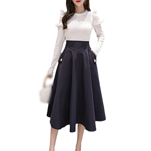 Jupe mi-longue style robe de bal rétro pour sorties automne