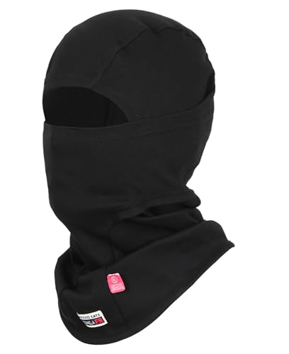 TICOMELA FR Face Mask Balaclava Flame Resistant Hood CAT2 Arc Rated | Welding Safety Cover Hood, One Size Protective Workwear Black