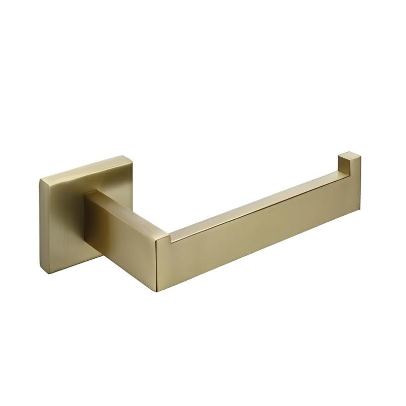 Housler® Brushed Brass Square Bathroom Toilet Roll Holder, Gold, Sq.BB.Toiler Holder