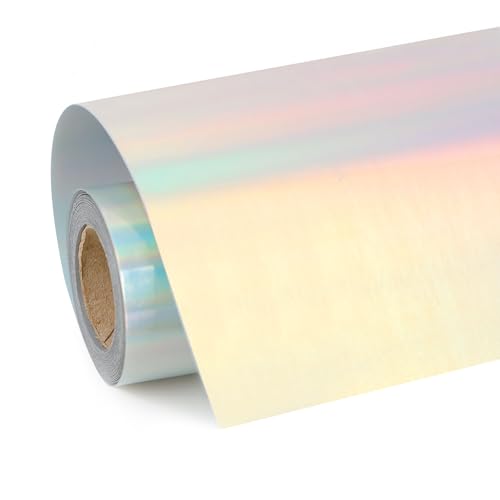 Image of FUNKAKA Heat Transfer Vinyl Rainbow PU Soft Metal HTV Rolls, 12 inch x 9ft | Iron on Vinyl for T-Shirts, Stretchy Thin HTV Vinyl for All Cutter Machines Easy to Cut & Weed for Heat Transfer Design