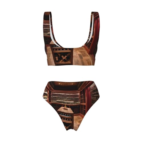 Maillot de bain 2 pièces effet cave vin rouge bikini triangle