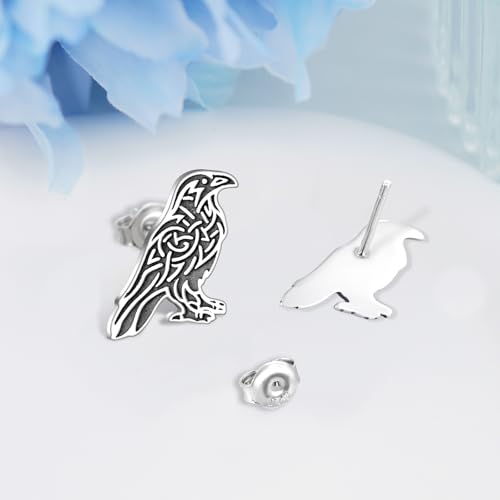 Raven Earrings 925 Sterling Silver Crow Earrings Stud Norse Raven Jewelry Gifts for Women Men3